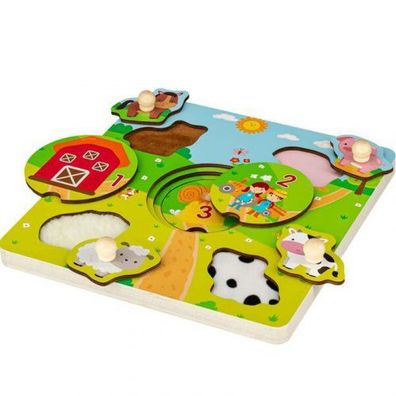 Spielmaus Holz Fühlpuzzle Bauernhoftiere 6 Teile