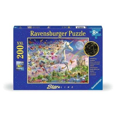 Ravensburger Starline Puzzle - Leuchtendes Schmetterlingseinhorn 200 Teile XXL