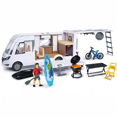 Dickie Toys Camper Set weiß Camping Wohnmobil Set Auto mit beweglicher Figur NEU