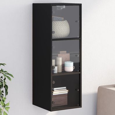 vidaXL Wandschrank mit Glastüren Schwarz 35x37x100 cm