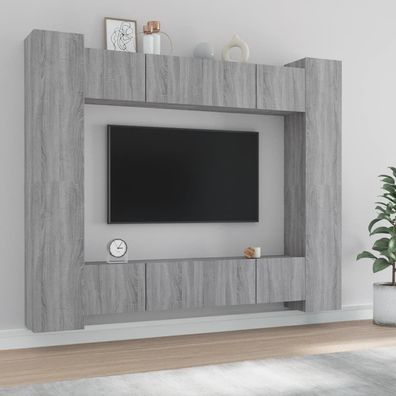 vidaXL 8-tlg. TV-Schrank-Set Grau Sonoma Holzwerkstoff