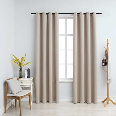 vidaXL Verdunkelungsvorhänge mit Metallösen 2 Stk. Beige 140x225 cm