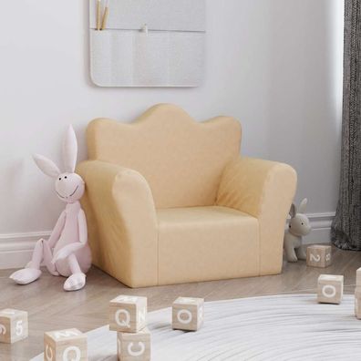 vidaXL Kindersofa Creme Weicher Plüsch