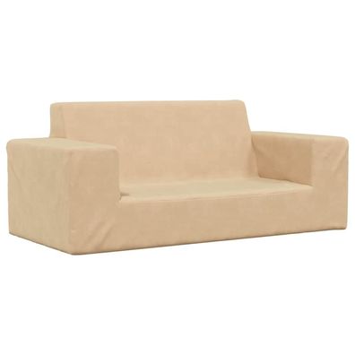 vidaXL Kindersofa 2-Sitzer Creme Weich Plüsch