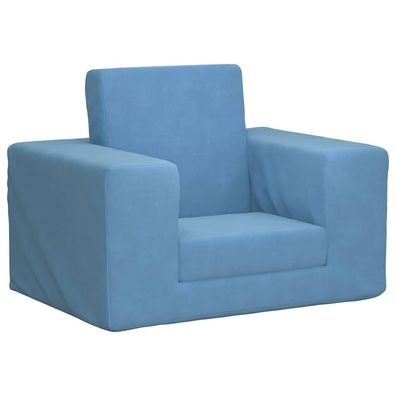 vidaXL Schlafsofa für Kinder Blau Weicher Plüsch