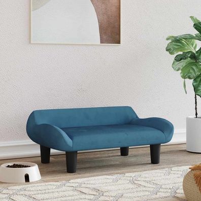 vidaXL Hundebett Blau 70x40x24 cm Samt