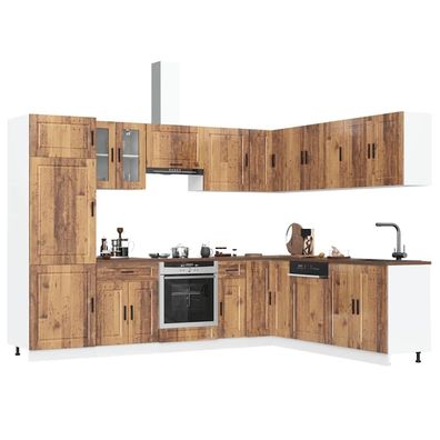 vidaXL 14-tlg. Küchenschrank-Set Porto Altholz-Optik Holzwerkstoff