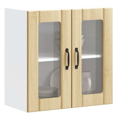 vidaXL Küchen-Hängeschrank mit Glastür Sonoma-Eiche Holzwerkstoff