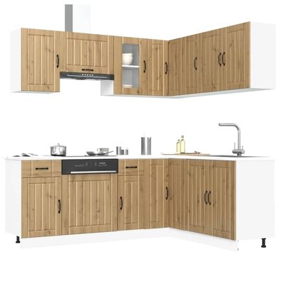 vidaXL 11-tlg. Küchenschrank-Set Kalmar Artisan-Eiche Holzwerkstoff