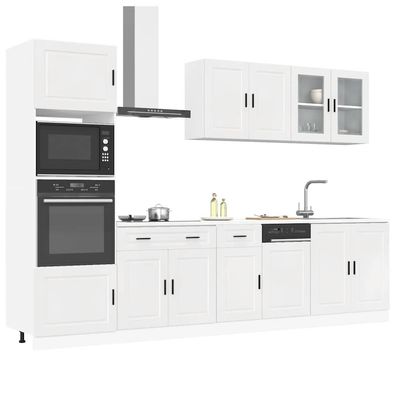 vidaXL 7-tlg. Küchenschrank-Set Kalmar Hochglanz-Weiß Holzwerkstoff