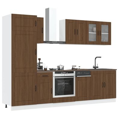 vidaXL 8-tlg. Küchenschrank-Set Braun Eichen-Optik Holzwerkstoff