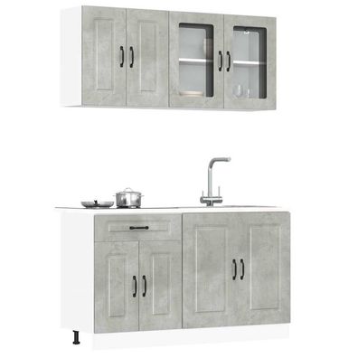 vidaXL 4-tlg. Küchenschrank-Set Kalmar Betongrau Holzwerkstoff