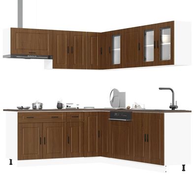 vidaXL 11tlg. Küchenschrank-Set Porto Braun Eichen-Optik Holzwerkstoff