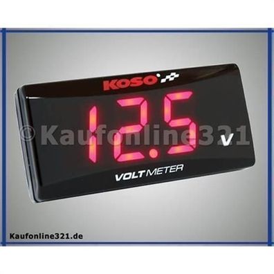 Koso Volt Meter SUPER SLIM rot Voltmeter Spannungsanzeige Motorrad Roller Quad,