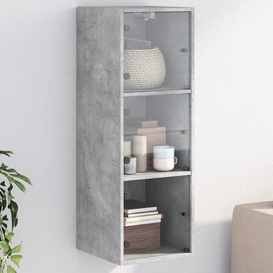 vidaXL Wandschrank mit Glastüren Betongrau 35x37x100 cm