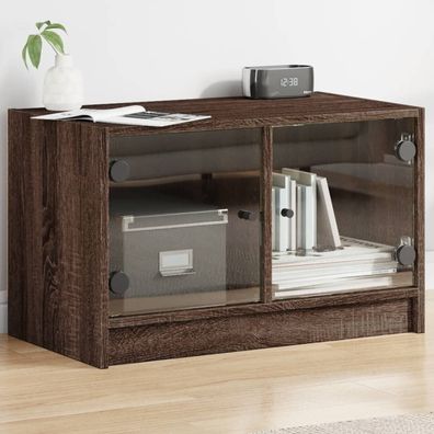 vidaXL TV-Schrank mit Glastüren Braun Eichen-Optik 68x37x42 cm