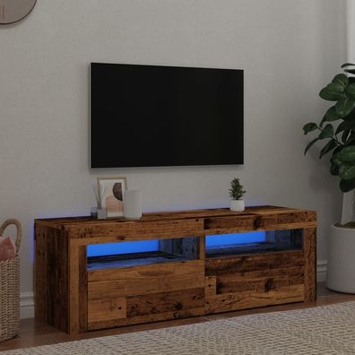 vidaXL TV-Schrank mit LED Altholz-Optik 120x35x40 cm Holzwerkstoff