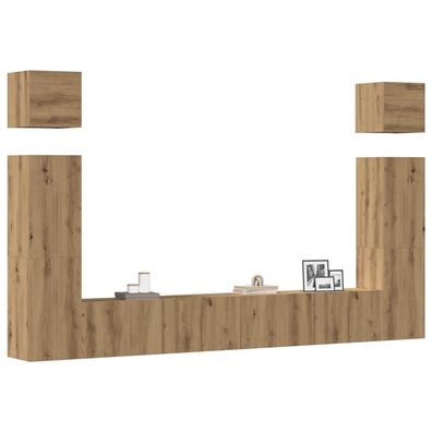 vidaXL 6-tlg. TV-Schrank-Set Wandmontage Artisan-Eiche Holzwerkstoff