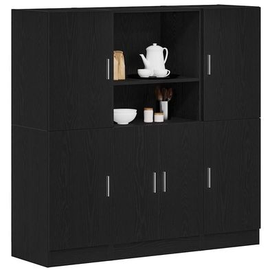 vidaXL 3-tlg. Küchenschrank-Set Schwarz Holzwerkstoff