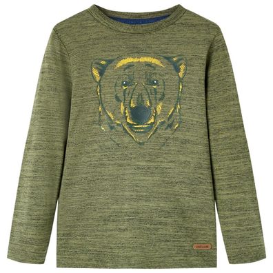 Kinder-Langarmshirt Khaki Melange 104