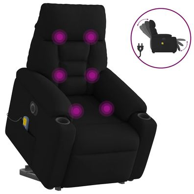 vidaXL Elektrischer Massagesessel mit Aufstehhilfe Schwarz Stoff