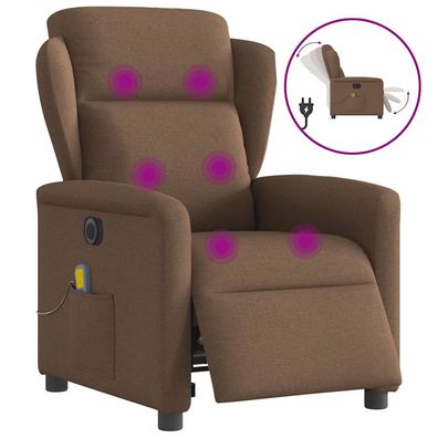 vidaXL Massagesessel Elektrisch Braun Stoff