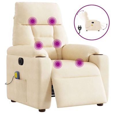 vidaXL Massagesessel Elektrisch Beige Mikrofasergewebe