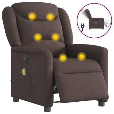 vidaXL Massagesessel Elektrisch Dunkelbraun Stoff