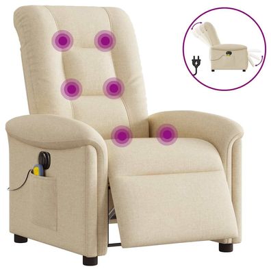 vidaXL Massagesessel Elektrisch Creme Stoff