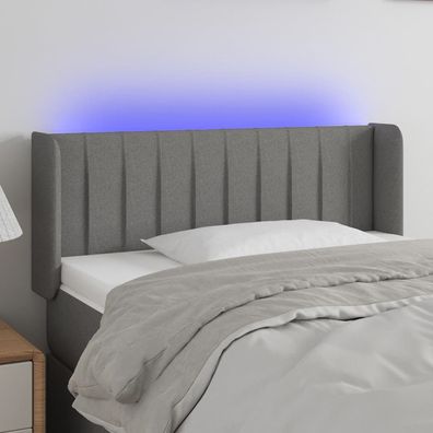 vidaXL LED Kopfteil Dunkelgrau 103x16x78/88 cm Stoff