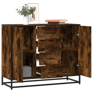 vidaXL Sideboard Räuchereiche 92x35x76 cm Holzwerkstoff