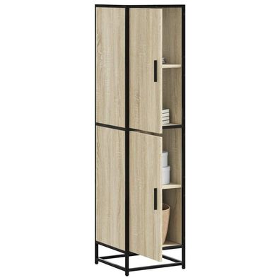 vidaXL Highboard Sonoma-Eiche 35,5x35x139 cm Holzwerkstoff Metall