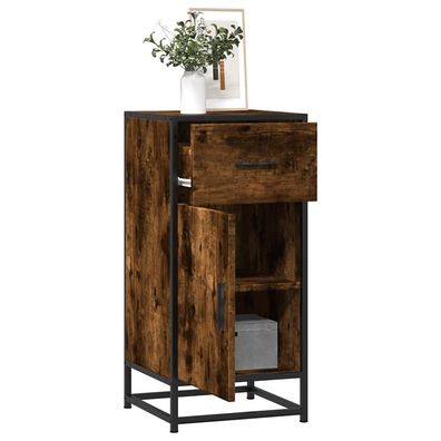 vidaXL Sideboard Räuchereiche 35,5x35x76 cm Holzwerkstoff und Metall