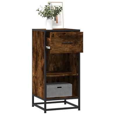 vidaXL Sideboard Räuchereiche 35,5x35x76 cm Holzwerkstoff und Metall