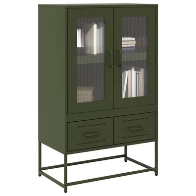 vidaXL Highboard Olivgrün 68x39x111,5 cm Stahl