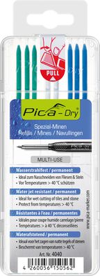 Pica Dry Spezialminen wasserstrahlfest Set 3 x Blau 3 x Grün 2 x Weiß