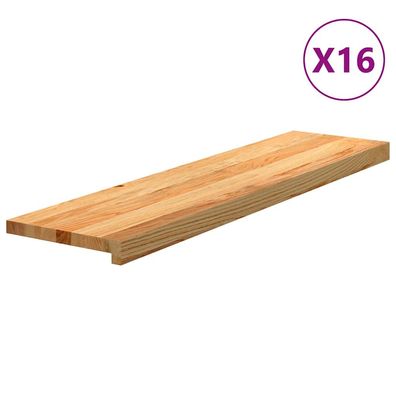 vidaXL Treppenstufen 16 Stk. Hellbraun 100x25x2 cm Massivholz Eiche