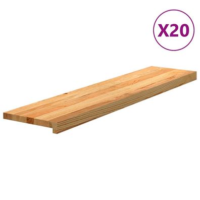 vidaXL Treppenstufen 20 Stk. Hellbraun 110x30x2 cm Massivholz Eiche