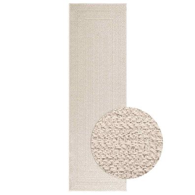 vidaXL Teppich ZIZUR Creme 80x250 cm Jute-Optik Indoor und Outdoor