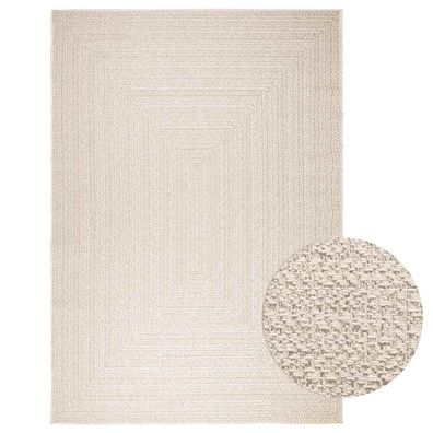 vidaXL Teppich ZIZUR Creme 200x290 cm Jute-Optik Indoor und Outdoor