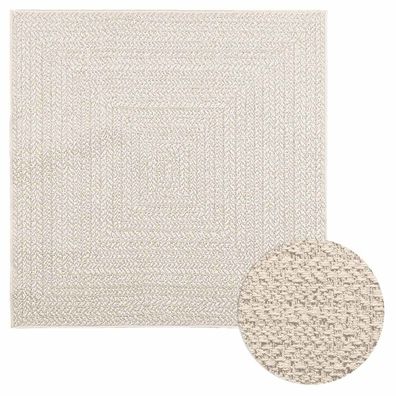 vidaXL Teppich ZIZUR Creme 120x120 cm Jute-Optik Indoor und Outdoor