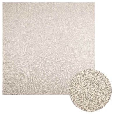 vidaXL Teppich ZIZUR Creme 240x240 cm Jute-Optik Indoor und Outdoor