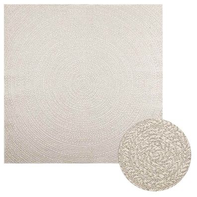 vidaXL Teppich ZIZUR Creme 200x200 cm Jute-Optik Indoor und Outdoor