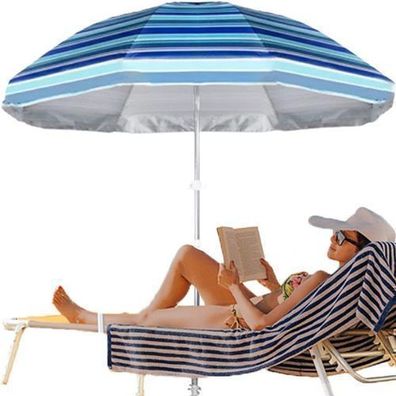 Sonnenschirm Ø 170 cm & 170 cm Sonnenschutz für Strand und Garten Beach Blau Retoo