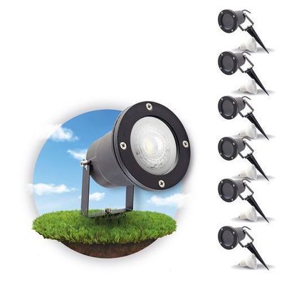 SET 6x PORTO Gartenlampe + 6x GU10 3W IP65 Kaltweiß 6 Stück Glühbirne