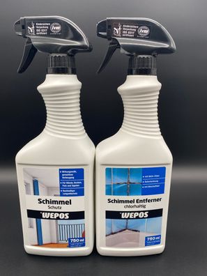 Chlorfrei Wepos Anti Schimmel Set | Schimmel Entferner UND Schimmel Schutz 750ml