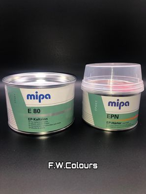 Mipa Set E 80 Kaltzinn 1kg & EP Härter 0,5 kg 2K Epoxi Füllspachtel Spachtel Set