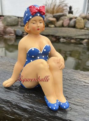 Schwimmerin Badefrau Badeanzug Pool Gartenteich Figur Statue Skulptur Garten Deko sit