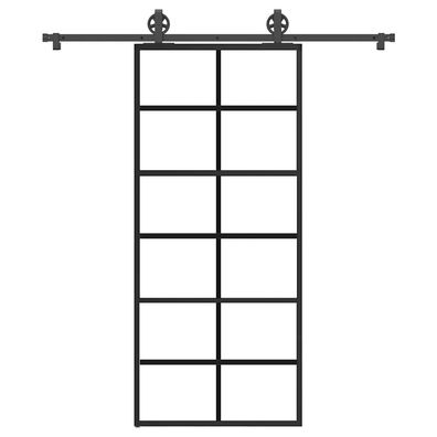 vidaXL Schiebetür mit Beschlag 90x205 cm ESG-Glas & Aluminium