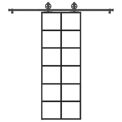 vidaXL Schiebetür mit Beschlag 76x205 cm ESG-Glas & Aluminium